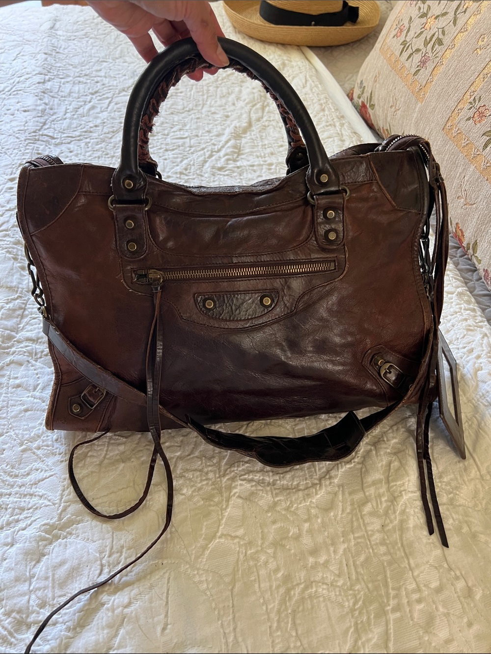 Balenciaga the City Leather Brown Shoulder Bag